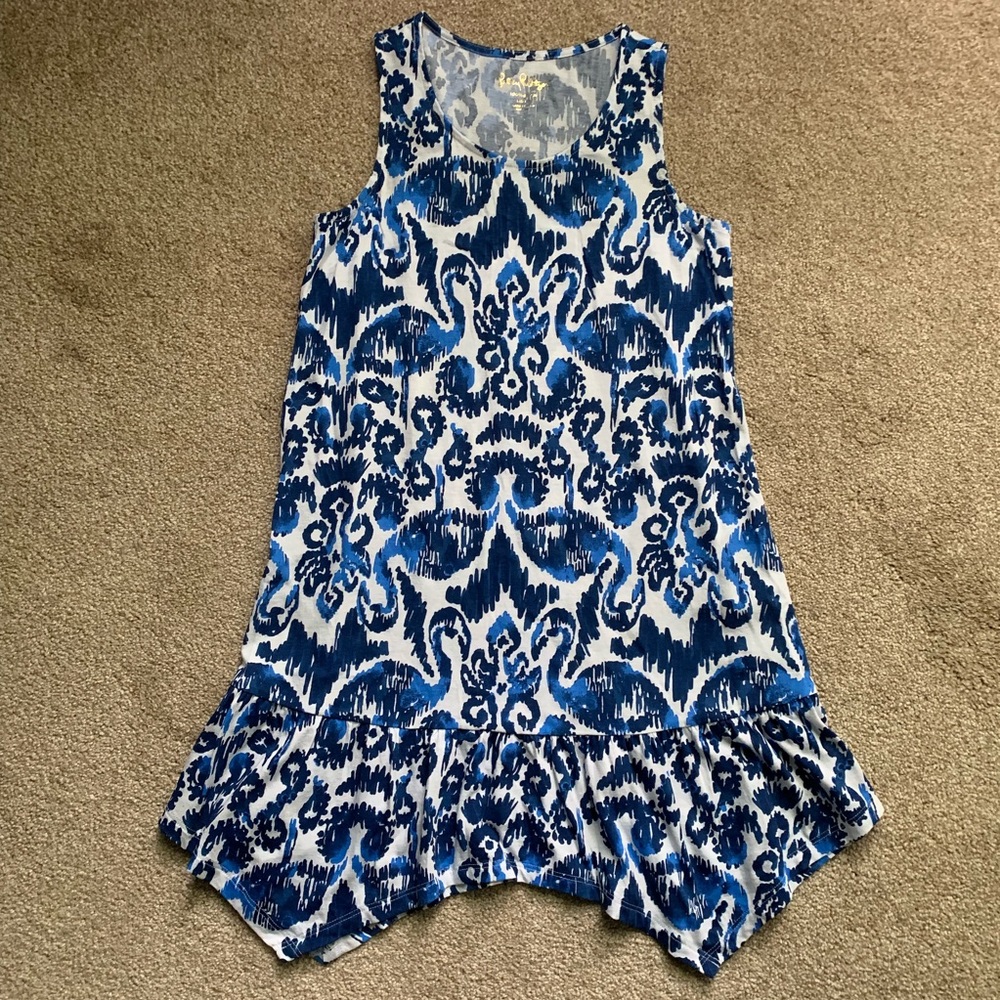 Lilly Pulitzer Sleeveless Dress Blue Flamingos